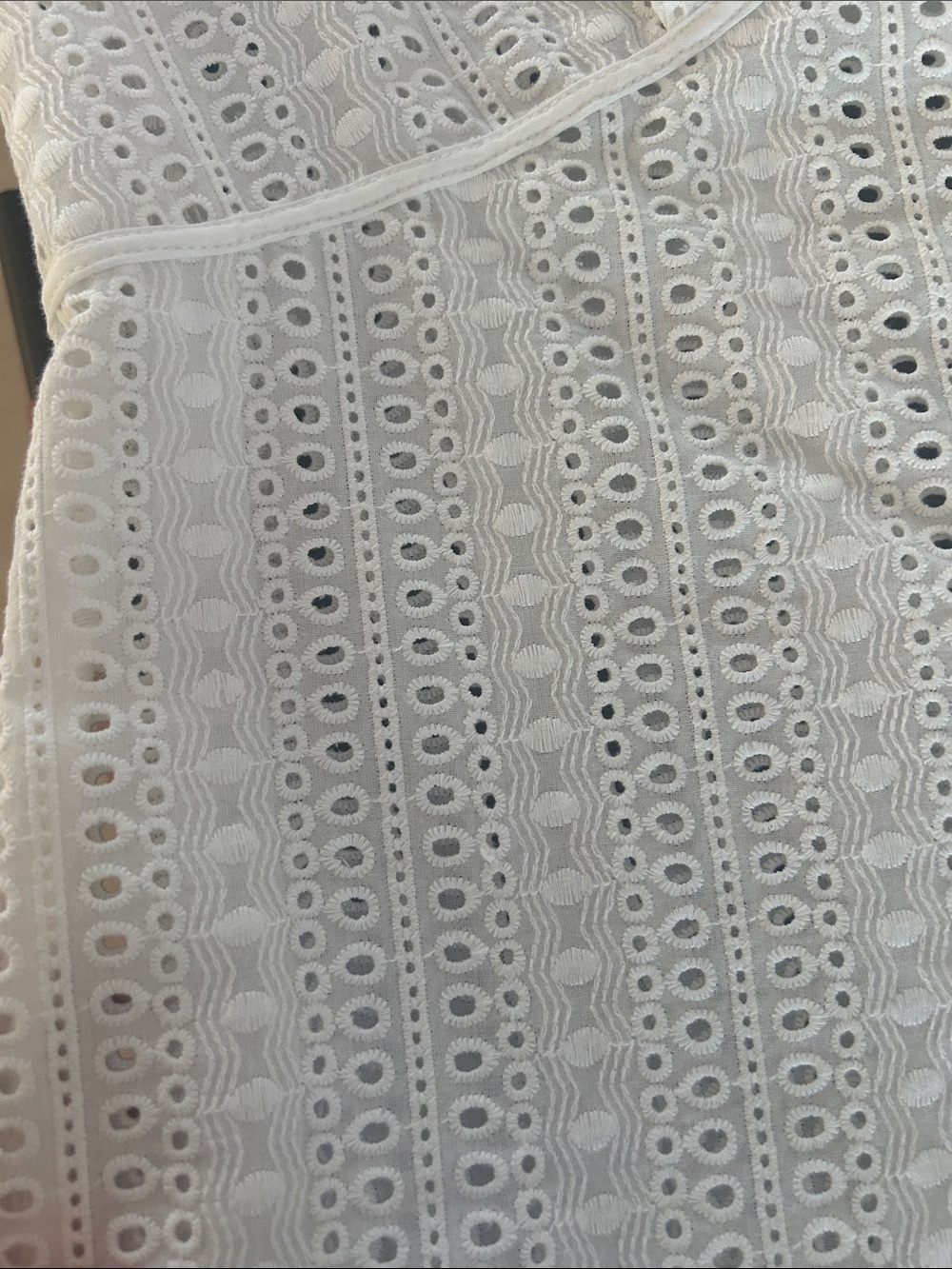 Evereve White Eyelet Button-Front V-Neck Blouse- worn once - Picture 5 of 6